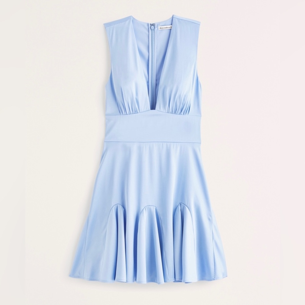 Abercrombie & Fitch Blue Pleated Mini Dress